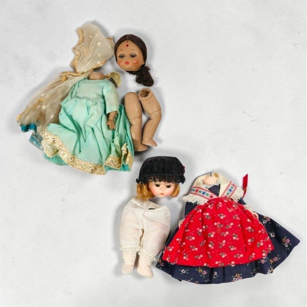Madame Alexander India & Germany Dolls Lot Repair Vintage Costume Set Parts